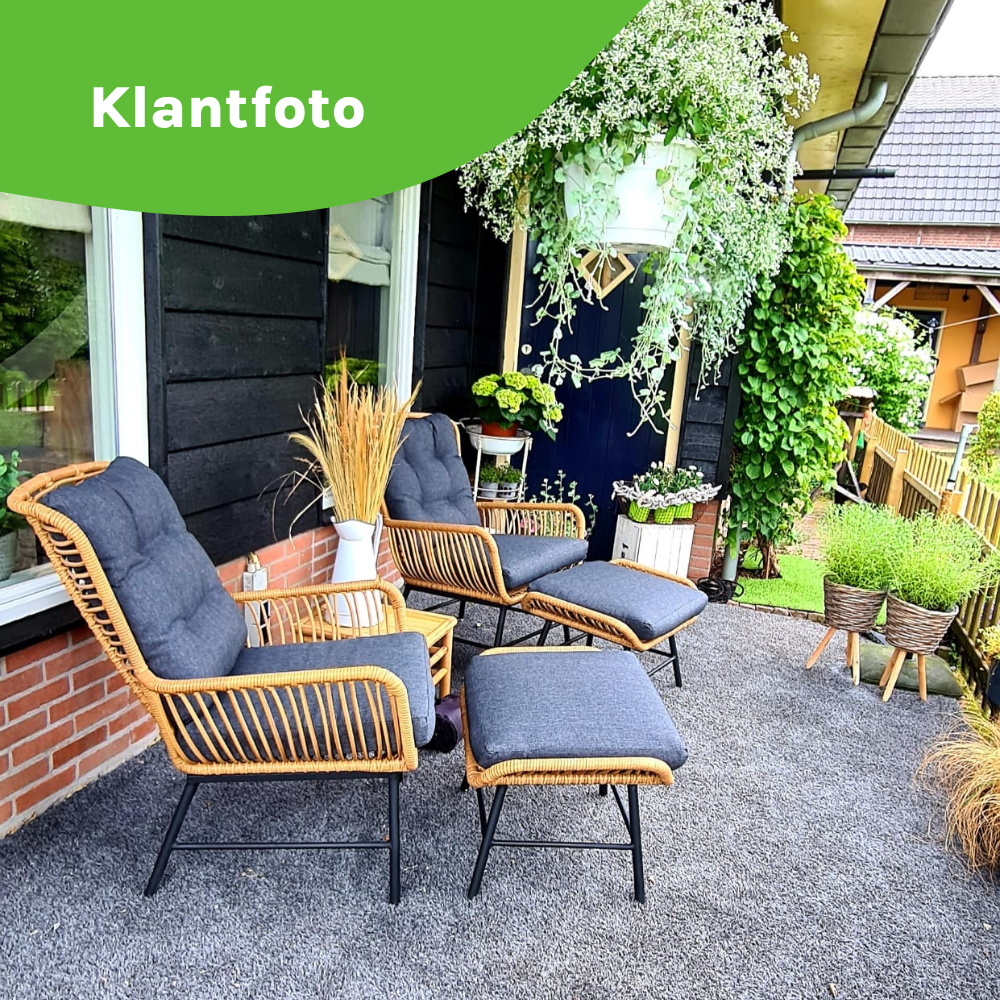 Dex lounge balkonset 2 personen | wicker + aluminium | Bamboo antraciet | 4-delig