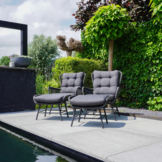 Dex loungestoel tuin set van 2 | wicker + aluminium | Charcoal
