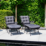 Dex loungestoel tuin set van 2 | wicker + aluminium | Charcoal