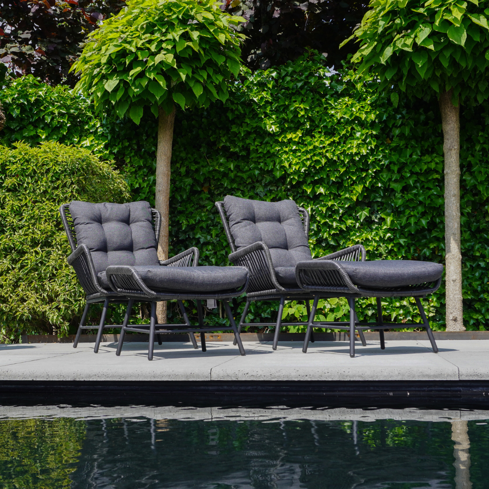 Dex loungestoel tuin | wicker + aluminium | Charcoal