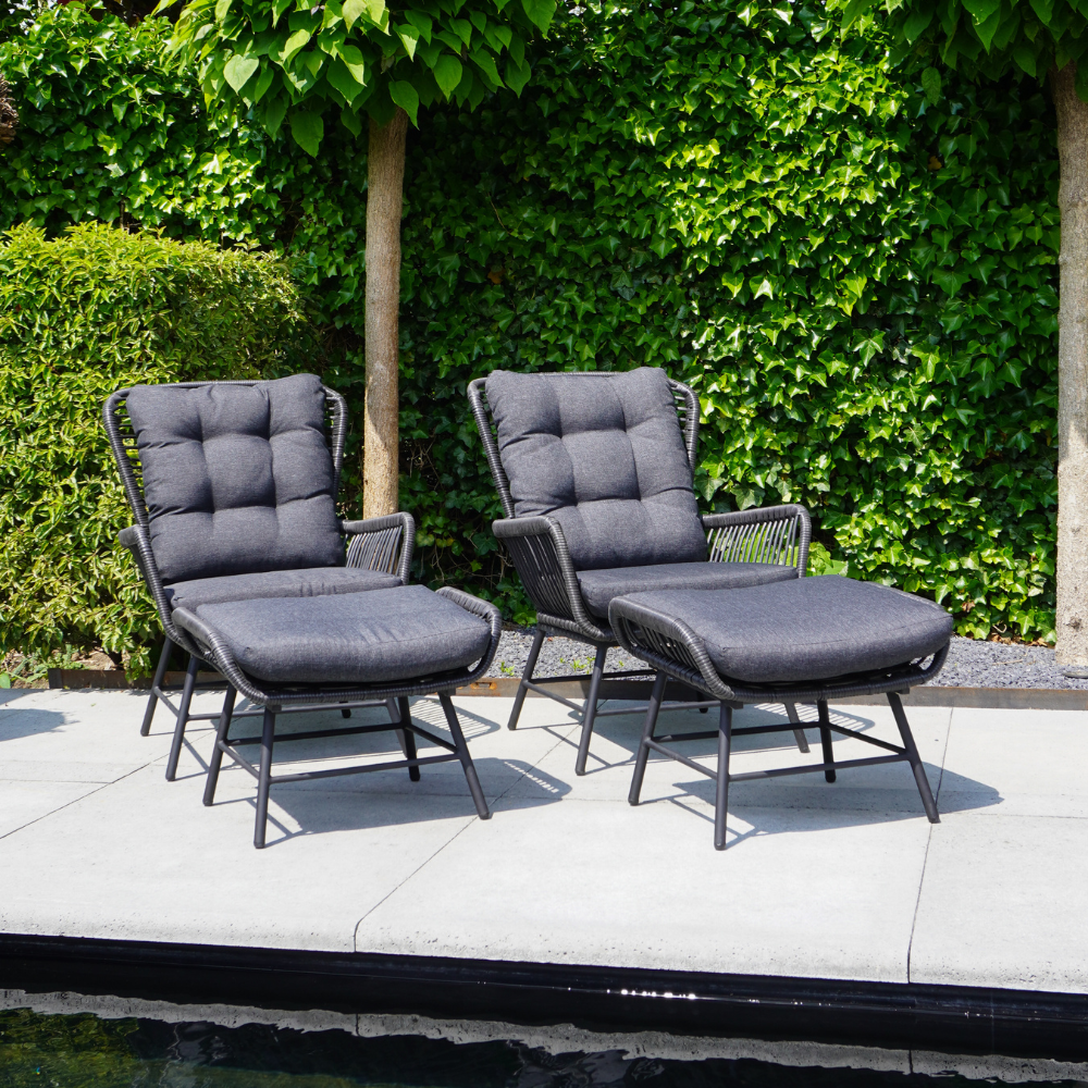 Dex loungestoel tuin | wicker + aluminium | Charcoal