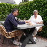 Lyon/Carlos taupe dining tuinset | 6 personen | betonlook + hardhout | 250cm