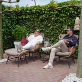 Dex loungestoel tuin set van 2 | wicker + aluminium | Bamboo taupe