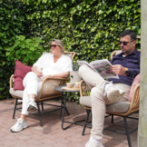 Dex loungestoel tuin set van 2 | wicker + aluminium | Bamboo taupe