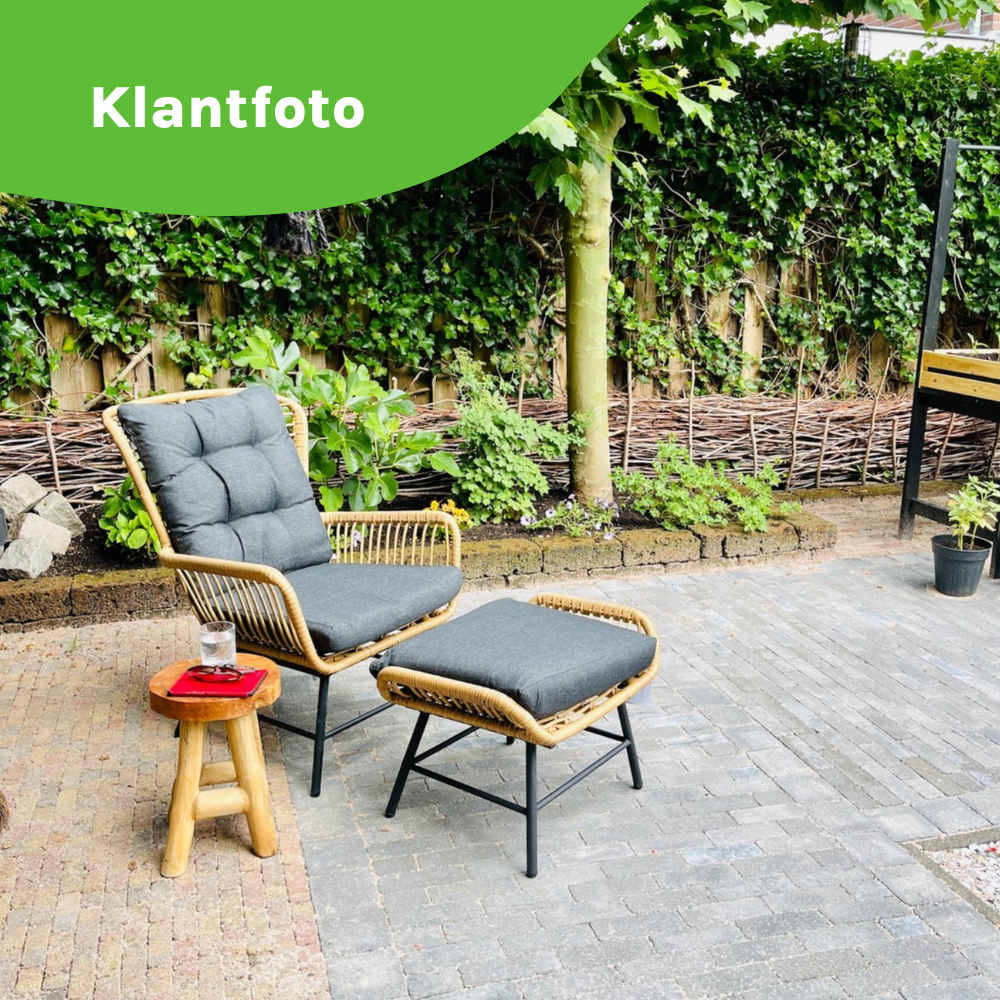 Dex lounge balkonset 2 personen | wicker + aluminium | Bamboo antraciet | 5-delig