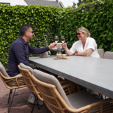 Carlos dining tuinstoel set van 4 | wicker + RVS | Bamboo taupe