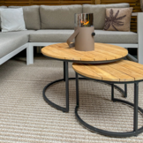 Aurora koffietafel set van 2 | teakhout + staal