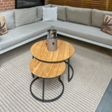 Aurora koffietafel set van 2 | teakhout + staal