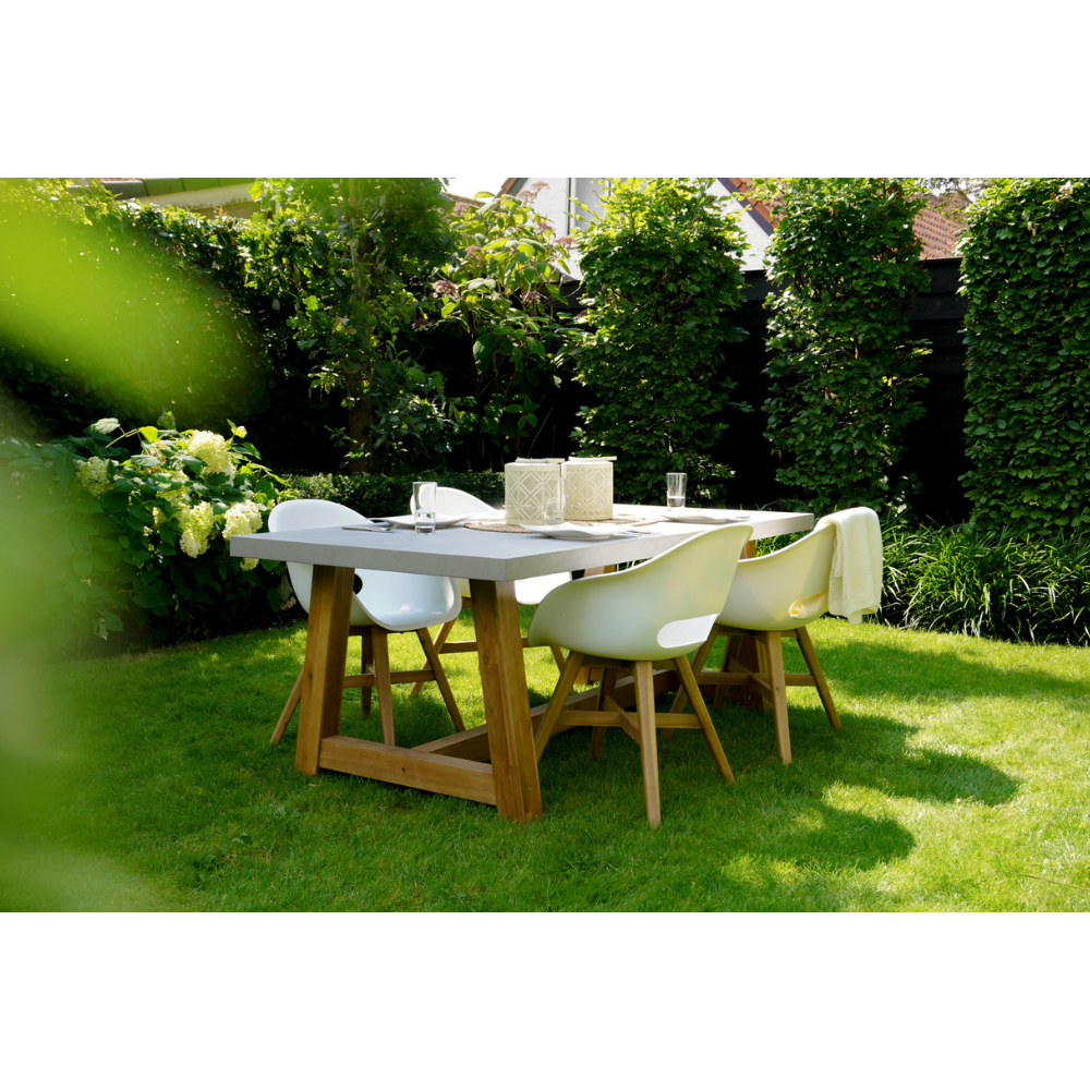 Karlstad dining tuinstoel met kussen | kunststof + hardhout | wit
