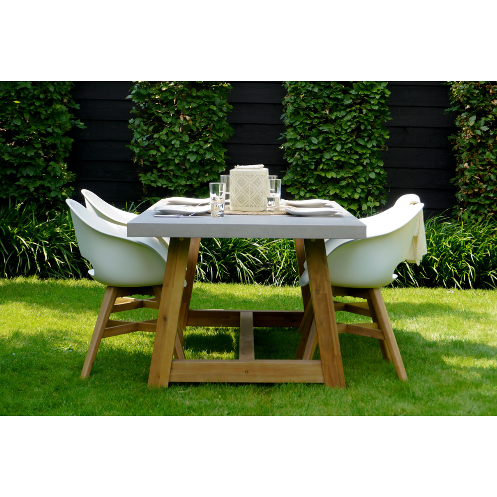 Karlstad dining tuinstoel met kussen | kunststof + hardhout | wit