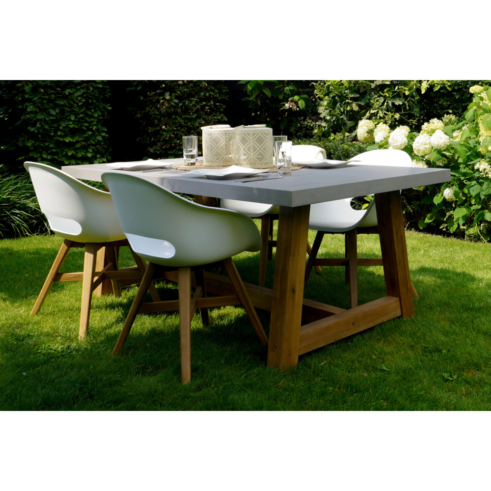 Karlstad dining tuinstoel met kussen | kunststof + hardhout | wit