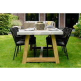 Seville dining tuinstoel stapelbaar | touw + staal | zwart