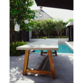 Veltis dining tuintafel 6 personen | polystone + hardhout | betonlook | 250cm