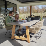 Veltis dining tuintafel 6 personen | polystone + hardhout | betonlook | 250cm