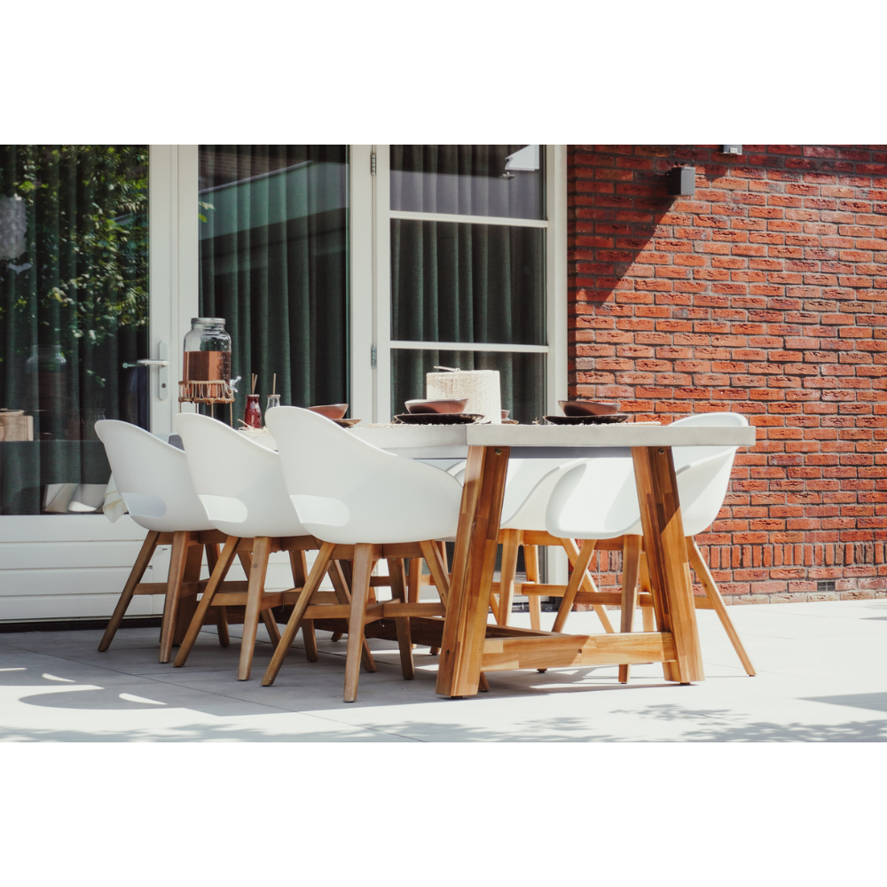 Karlstad dining tuinstoel | kunststof + hardhout | wit