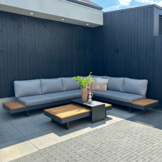 Barbados hoek loungeset 6 personen | aluminium + teakhout | Natural Teak | 5-delig - 323x245cm