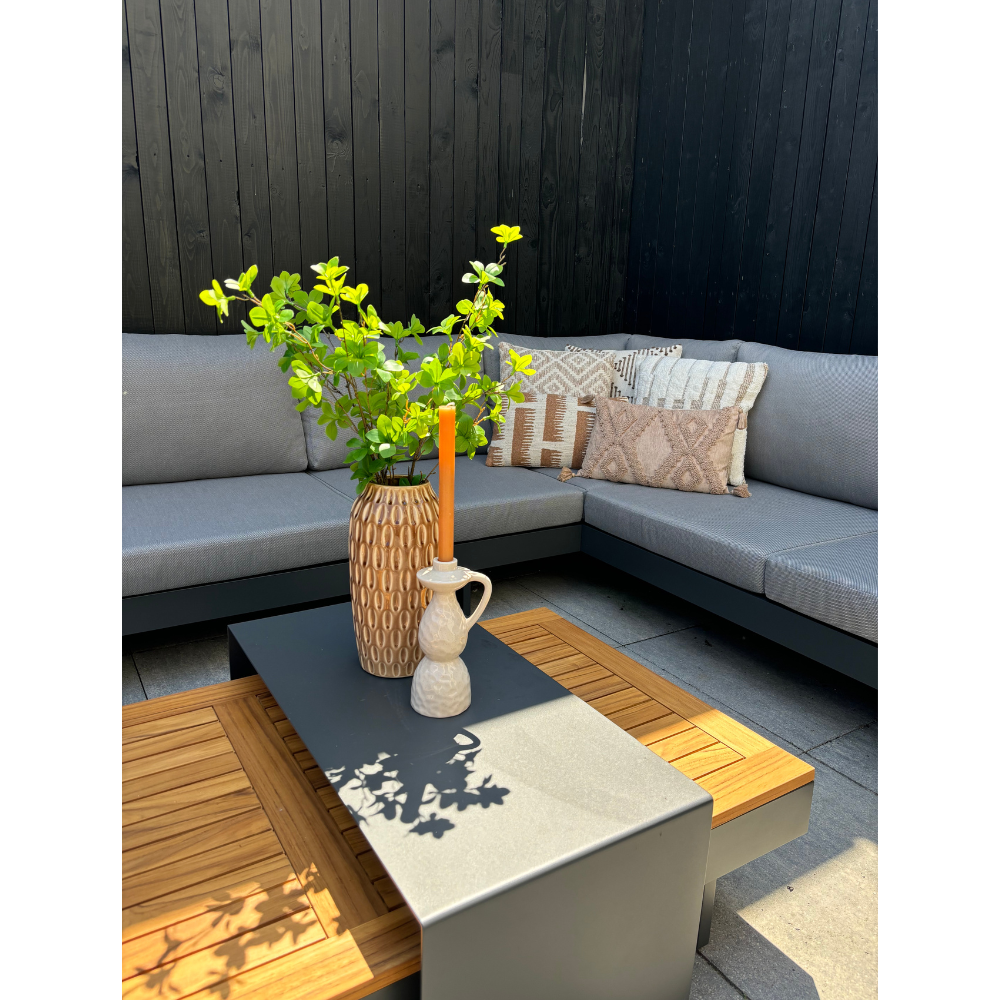 Barbados hoek loungeset 6 personen | aluminium + teakhout | Natural Teak | 5-delig - 323x245cm