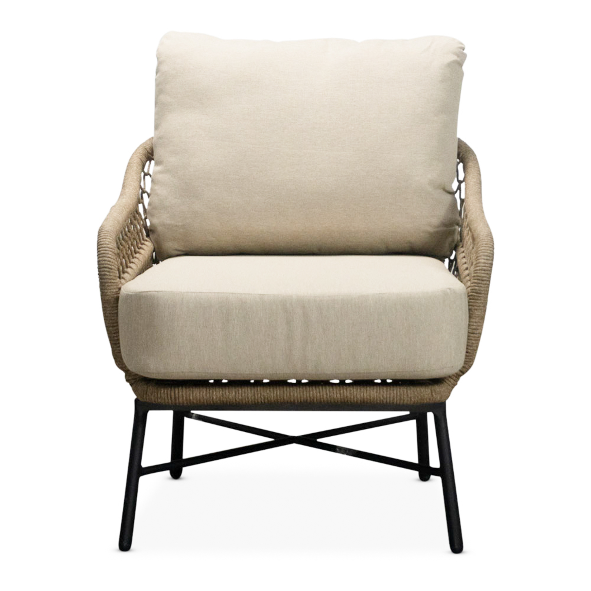 Ventura low dining tuinstoel | aluminium + touw | Sahara Dust