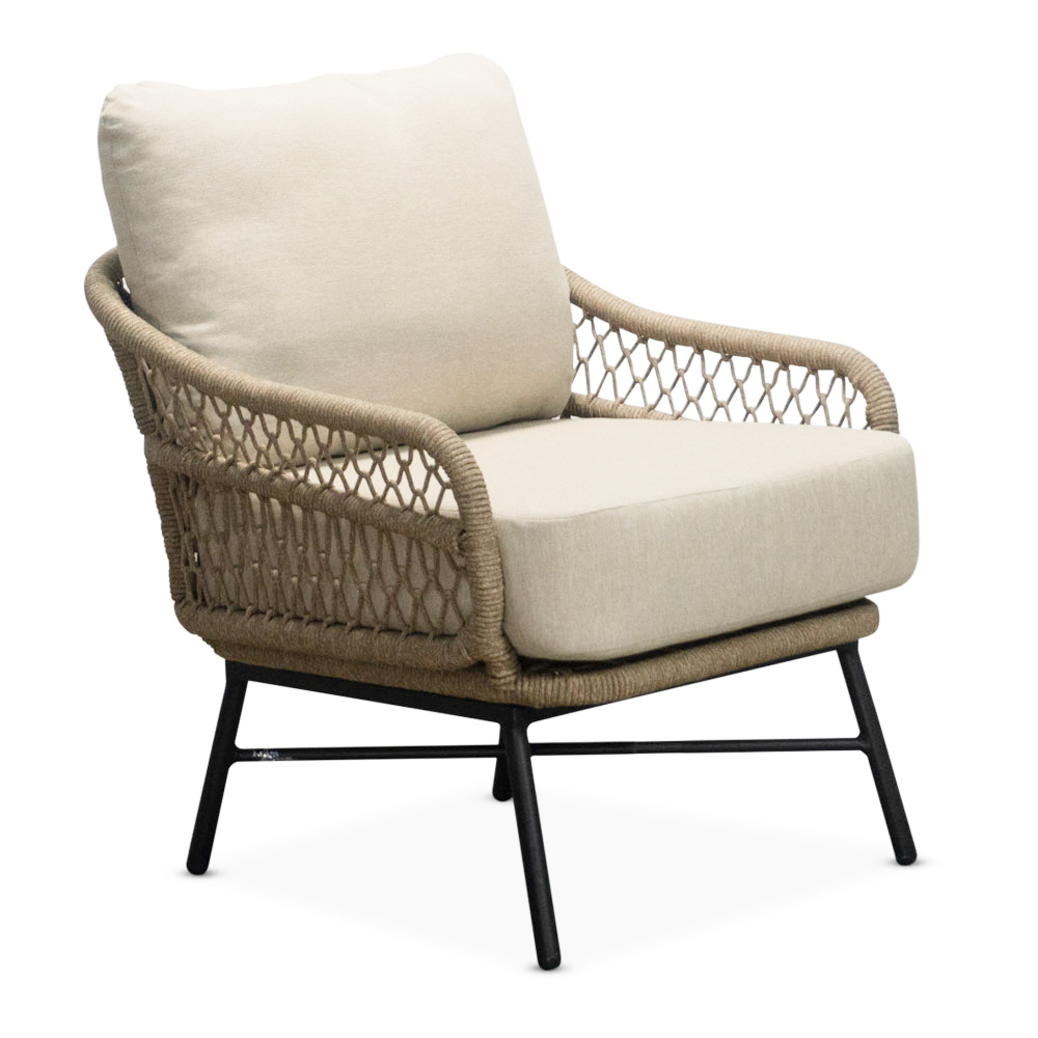 Ventura low dining tuinstoel | aluminium + touw | Sahara Dust