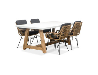 Monaco/Carlos dining tuinset | 4 personen | wit marmer | 200cm