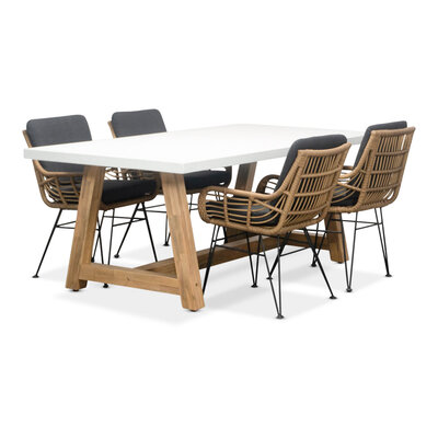 Monaco/Carlos dining tuinset | 4 personen | wit marmer | 200cm