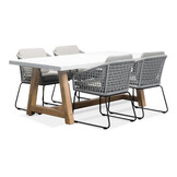 Monaco/Tulum grijs dining tuinset | 4 personen | wit marmer | 200cm