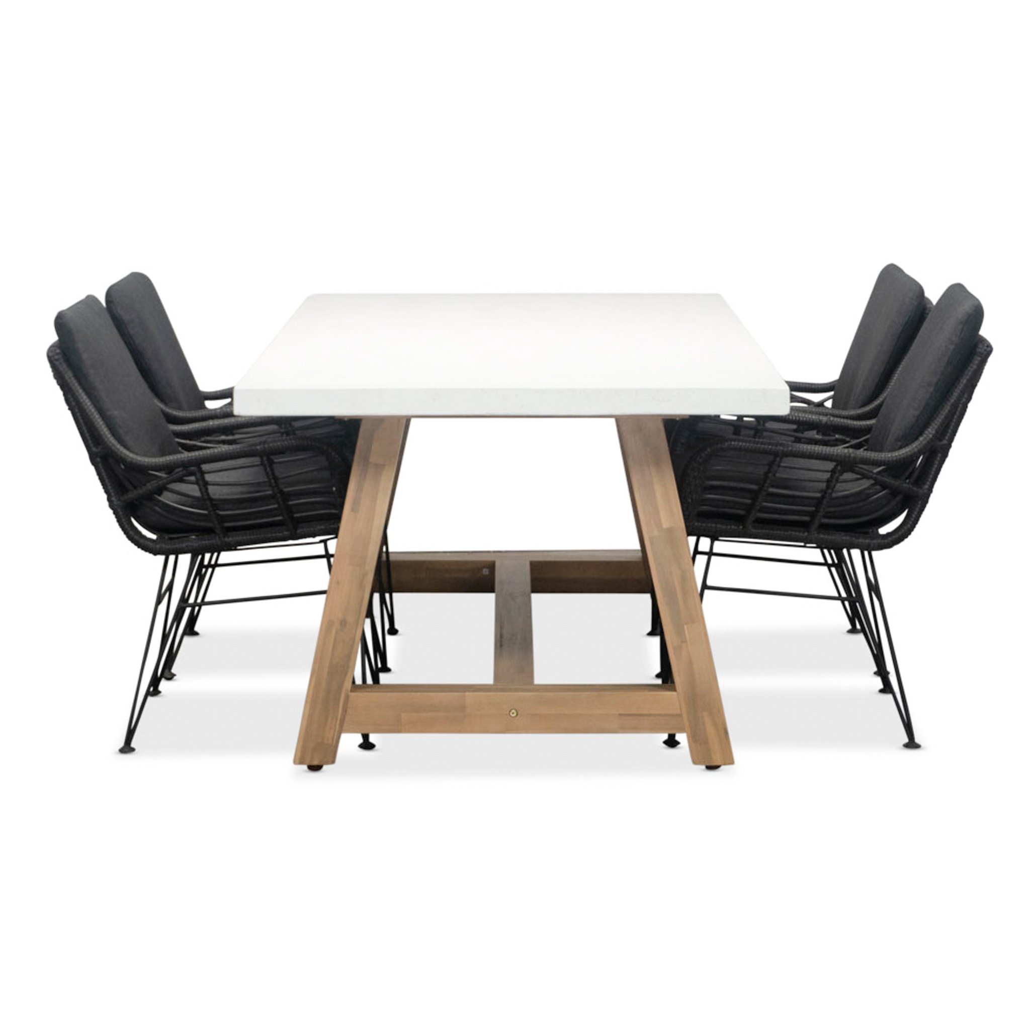 Monaco/Carlos Charcoal dining tuinset | 4 personen | wit marmer | 200cm