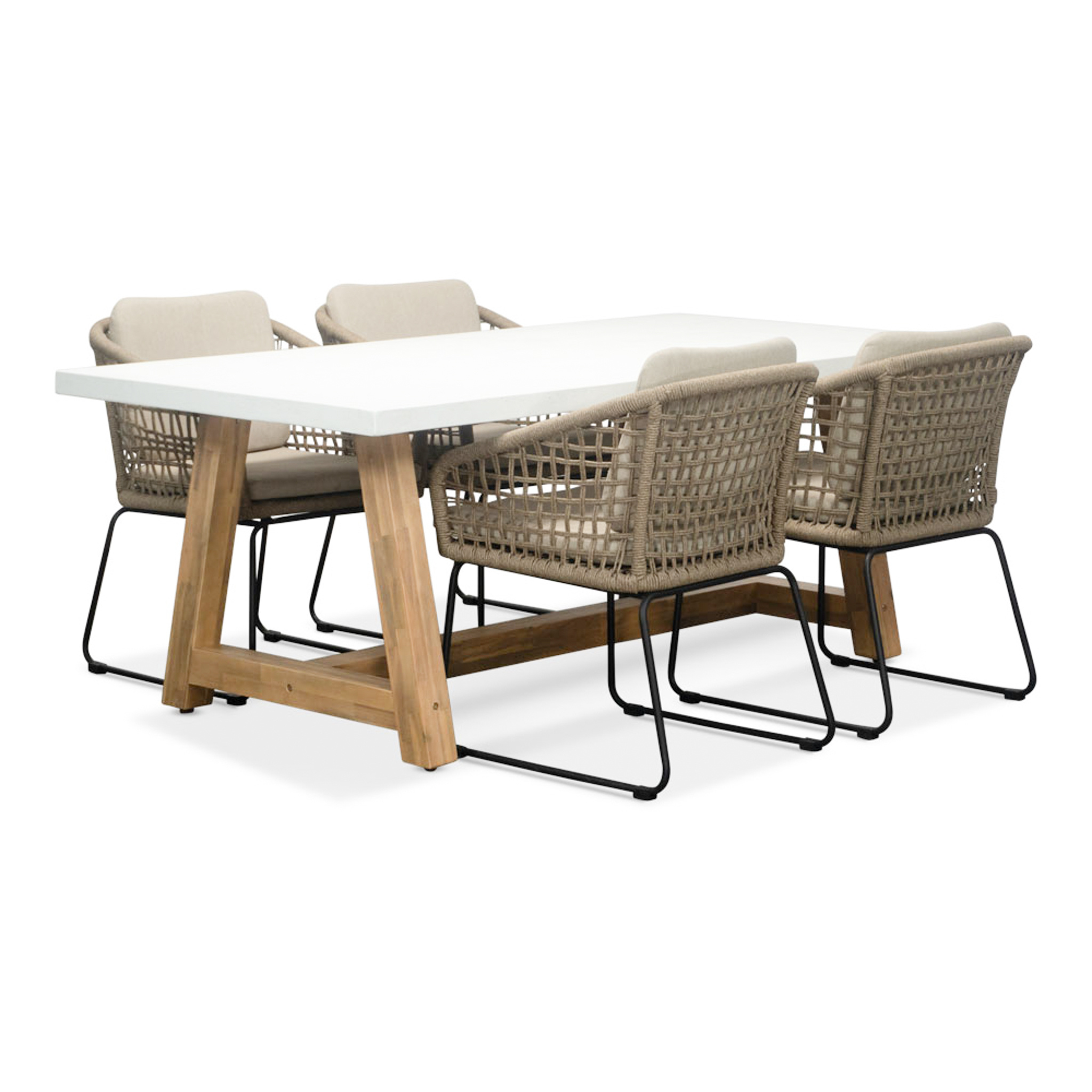 Monaco/Tulum Sahara Dust dining tuinset | 4 personen | wit marmer | 200cm