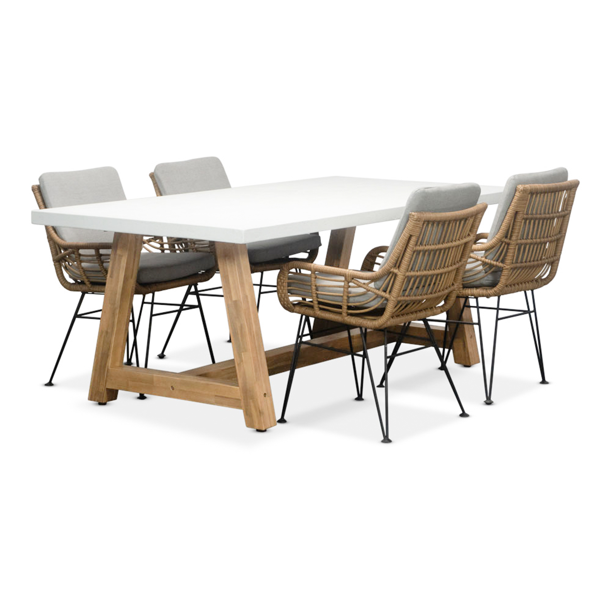 Monaco/Carlos taupe dining tuinset | 4 personen | wit marmer | 200cm