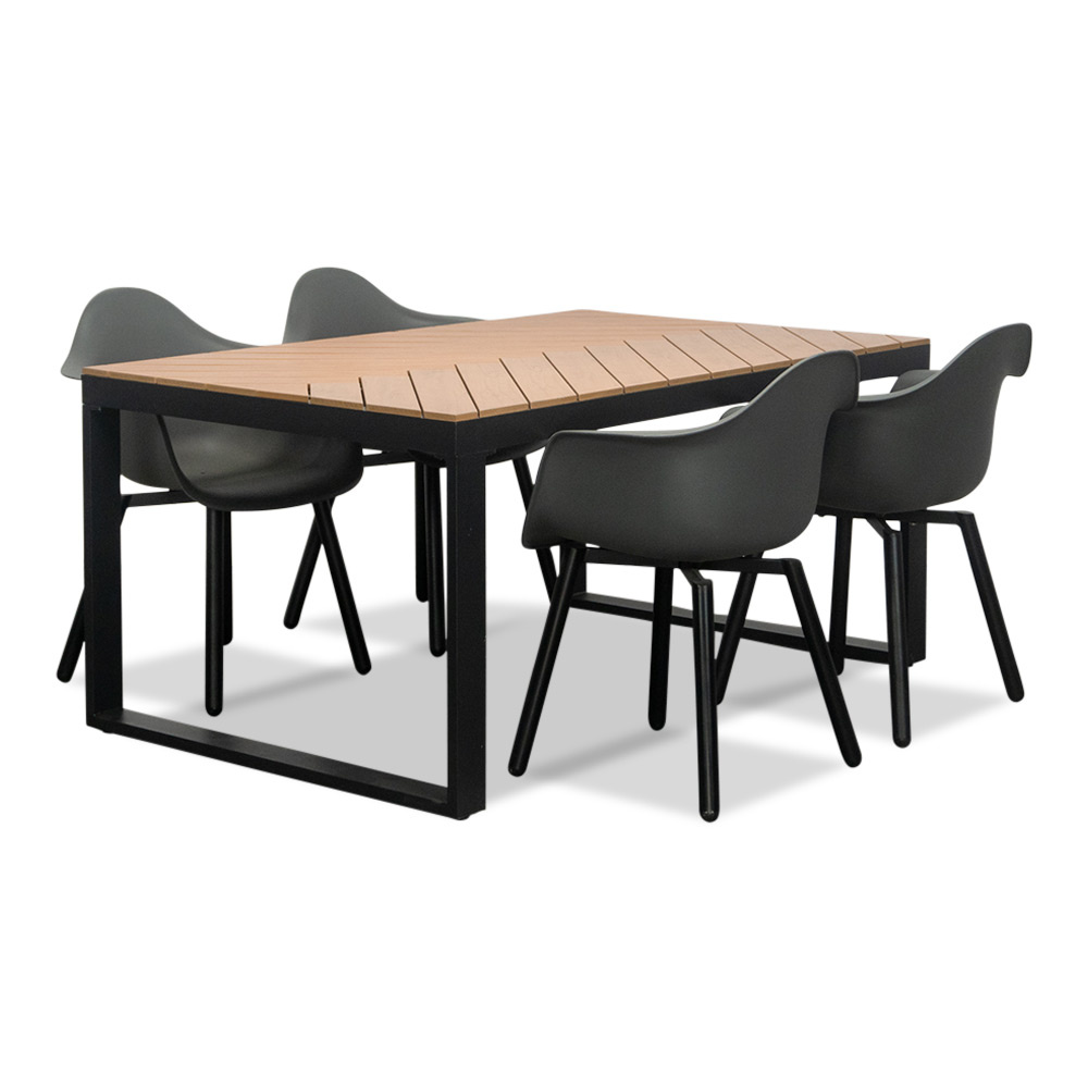 Kampa Natural/Montreux dining tuinset | 4 personen | polywood + kunststof | 160cm afbeelding