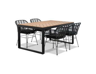 Kampa Natural/Napels dining tuinset | 4 personen | polywood + wicker | 160cm