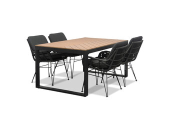 Kampa/Carlos Charcoal dining tuinset | 4 personen | polywood + wicker | 160 cm