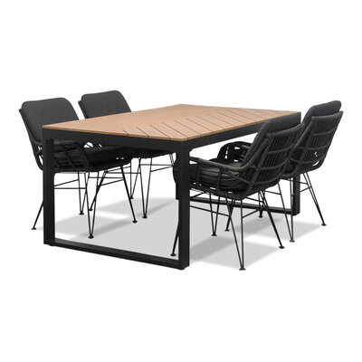 Kampa/Carlos Charcoal dining tuinset | 4 personen | polywood + wicker | 160 cm