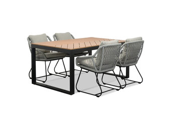 Kampa Natural/Portofino grijs dining tuinset | 4 personen | polywood + touw | 160cm