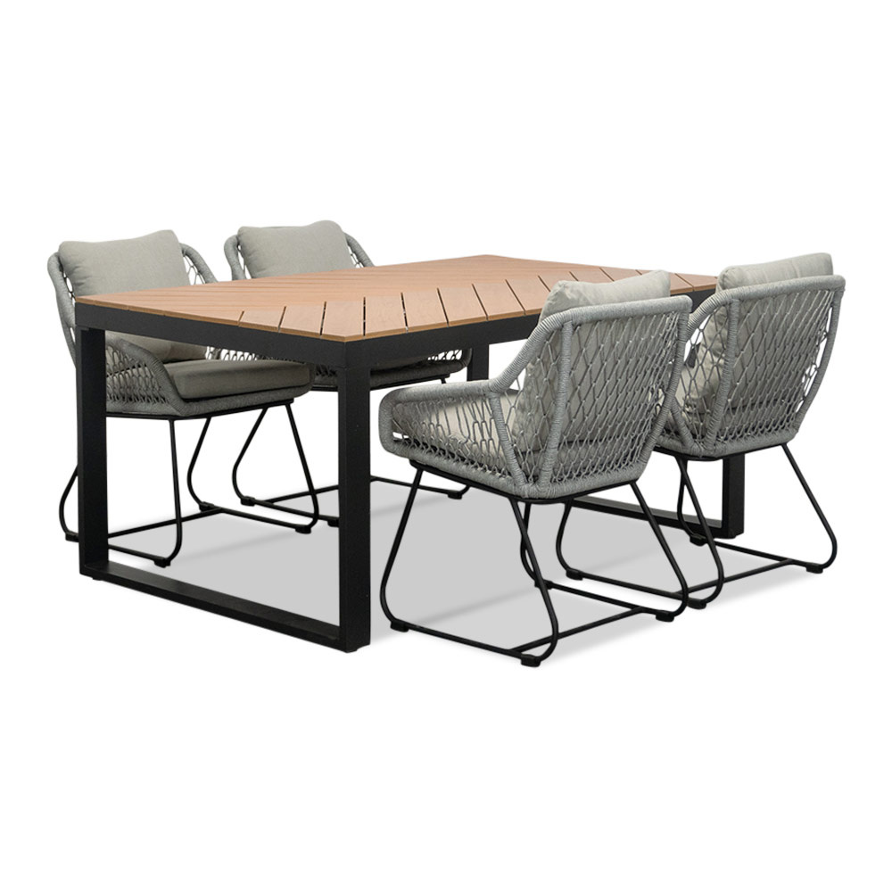 Kampa Natural/Portofino grijs dining tuinset | 4 personen | polywood + touw | 160cm