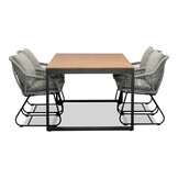 Kampa Natural/Portofino grijs dining tuinset | 4 personen | polywood + touw | 160cm