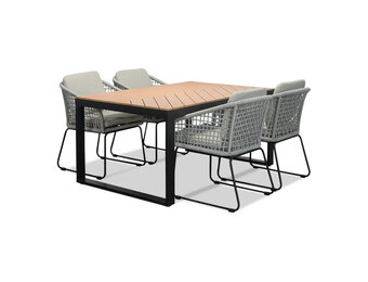 Kampa Natural/Tulum grijs dining tuinset | 4 personen | polywood + touw | 160cm