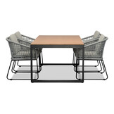 Kampa Natural/Tulum grijs dining tuinset | 4 personen | polywood + touw | 160cm