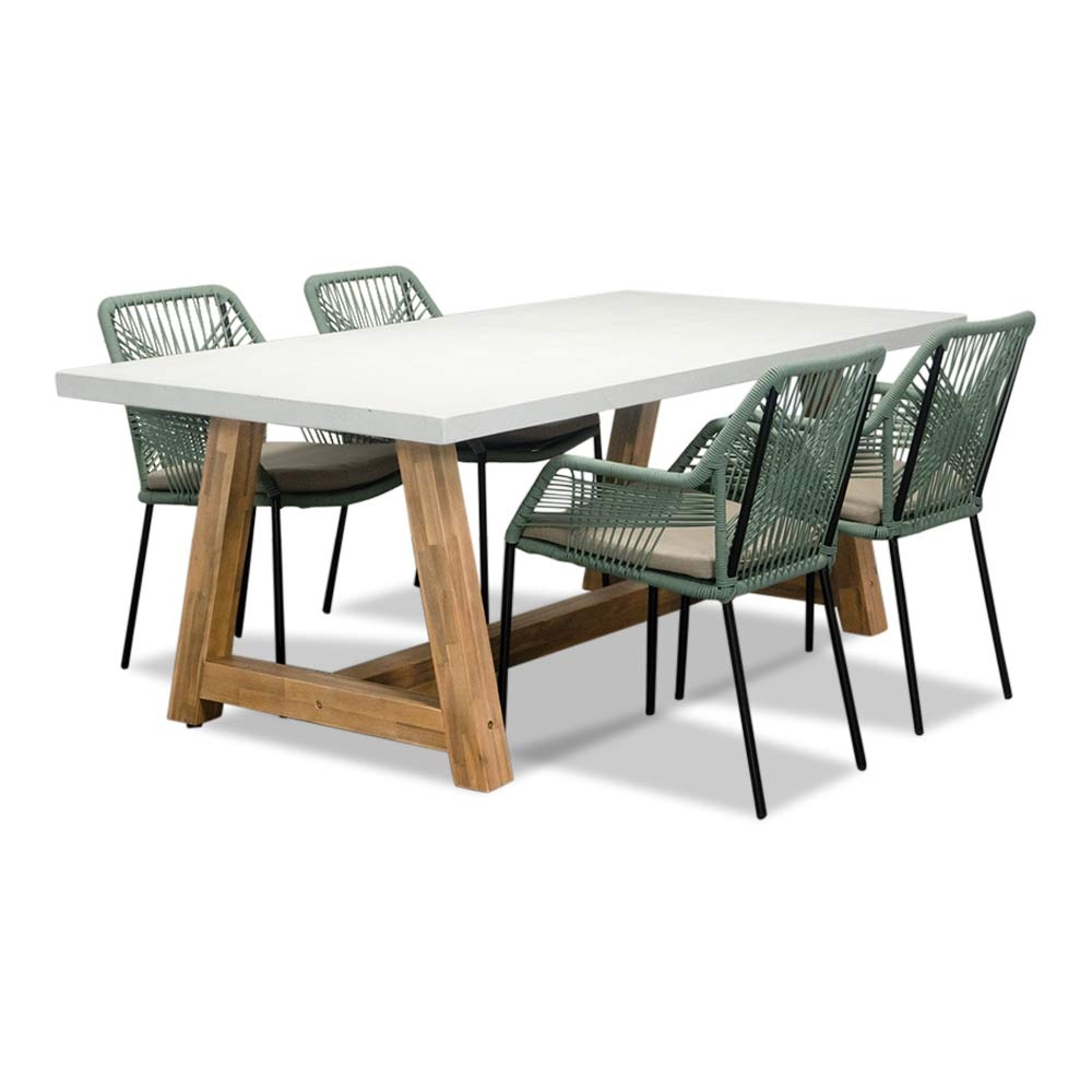 Monaco/Seville mint dining tuinset | 4 personen | wit marmer | 200cm