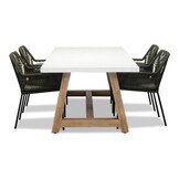 Monaco/Seville olijfgroen dining tuinset | 4 personen | wit marmer | 200cm