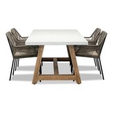Monaco/Seville zand dining tuinset | 4 personen | wit marmer | 200cm