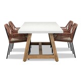 Monaco/Seville terra dining tuinset | 4 personen | wit marmer | 200cm