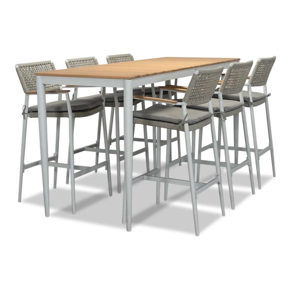 Sandro barset 7-delig | aluminium + teakhout | 210cm