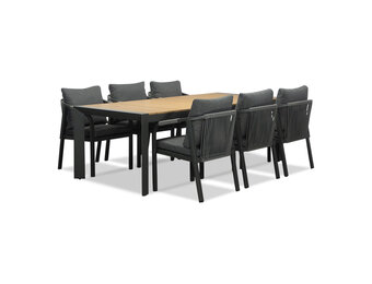Cortona Natural/Calgary antraciet dining tuinset | 6 personen | polywood + touw | 220cm