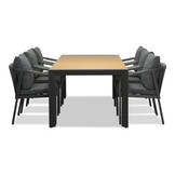 Cortona Natural/Calgary antraciet dining tuinset | 6 personen | polywood + touw | 220cm