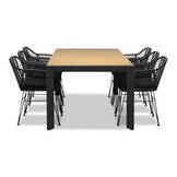 Cortona Natural/Napels dining tuinset | 6 personen | polywood + wicker | 220cm