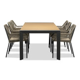 Cortona/Seville zand dining tuinset | 6 personen | polywood + touw | 220cm