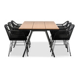 Oslo Natural/Napels dining tuinset | 6 personen | polywood + wicker | 220cm