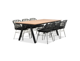 Oslo Natural/Napels dining tuinset | 6 personen | polywood + wicker | 220cm