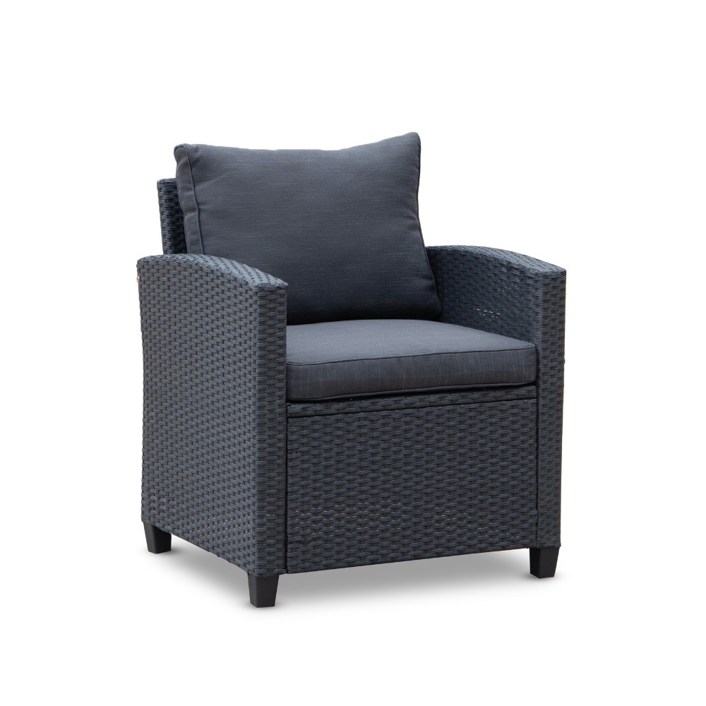 Stockholm loungestoel tuin | wicker | zwart afbeelding
